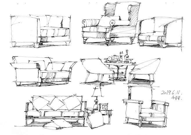 室内手绘设计线稿家具组合单体临摹合集集合